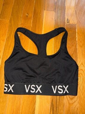 VSX Black Racerback Logo Elastic Sports Bra